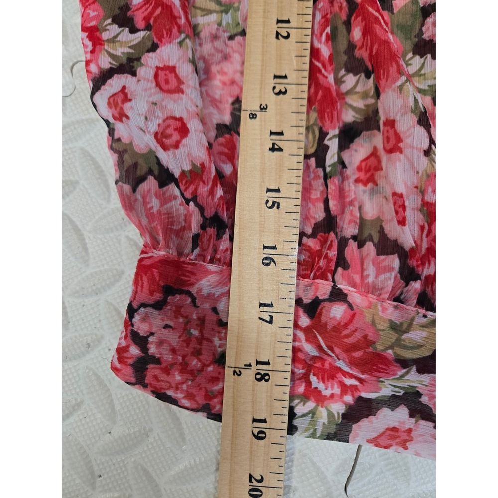 Bardot Remi Floral Blouse Pink Gardenia Smocked Mock Neck Tie Back Top US 6 S - Picture 11 of 11